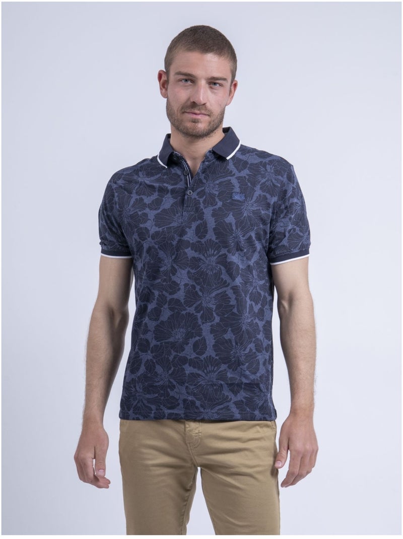 Polo manches courtes motifs PARUFINO Bleu marine - Kiabi