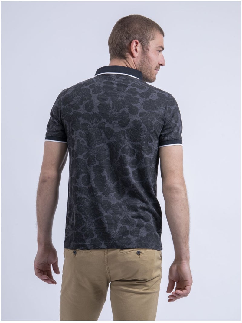 Polo manches courtes motifs PARUFINO gris anthracite - Kiabi