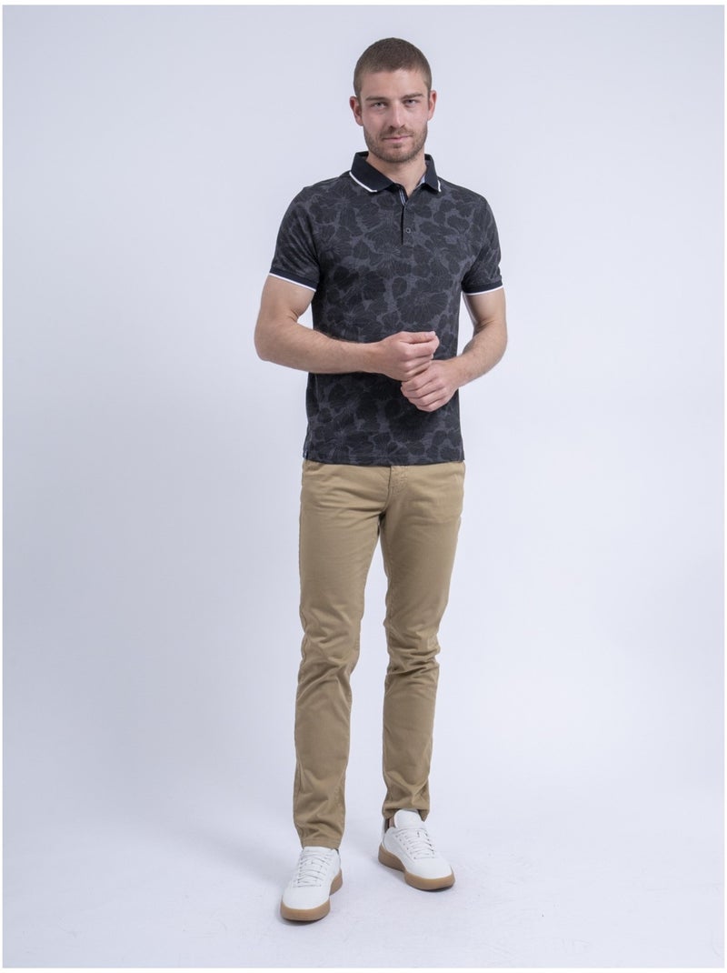 Polo manches courtes motifs PARUFINO gris anthracite - Kiabi