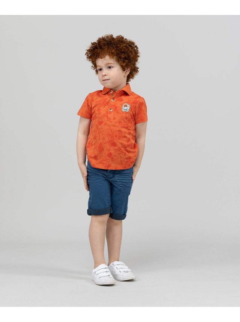 Polo manches courtes orange Garçon - Terre de Marins Rouge - Kiabi