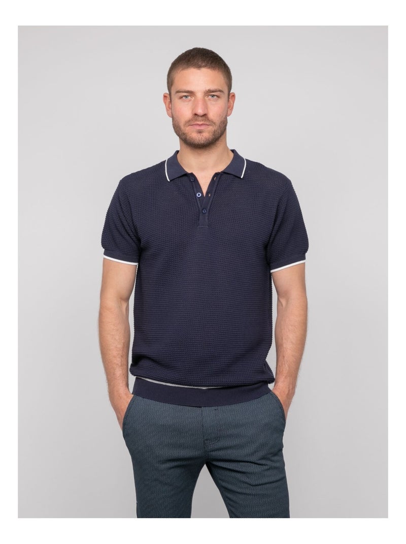 Polo manches courtes pur coton ALFA Bleu marine - Kiabi