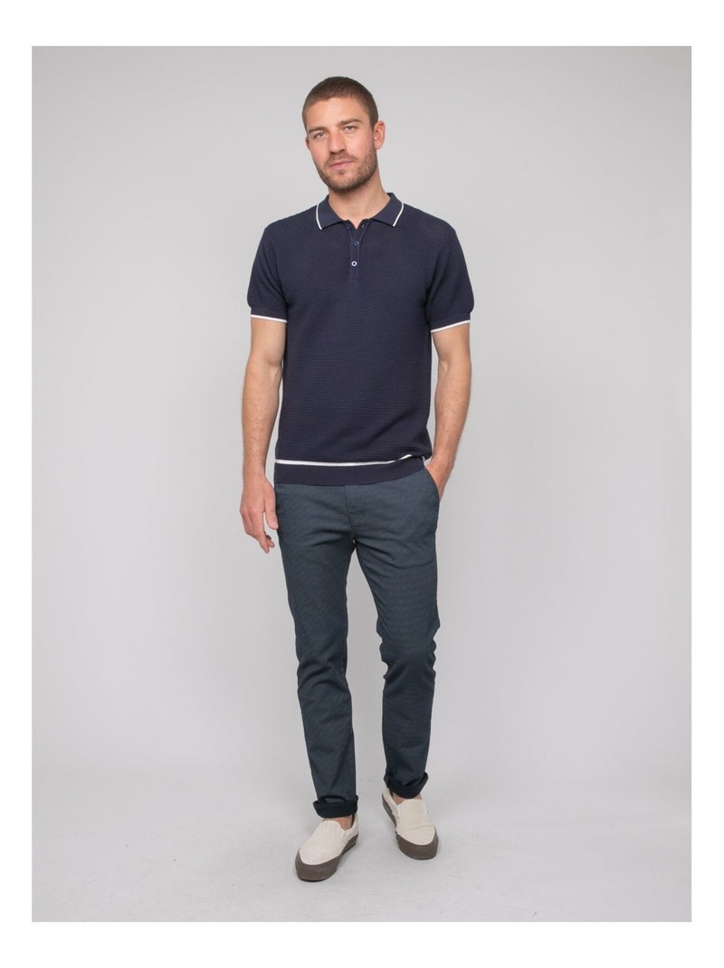 Polo manches courtes pur coton ALFA Bleu marine - Kiabi