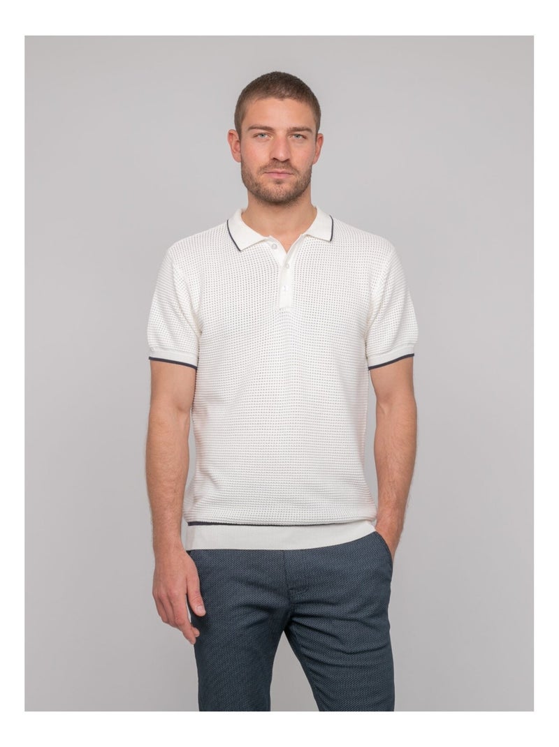 Polo manches courtes pur coton ALFA Ecru - Kiabi