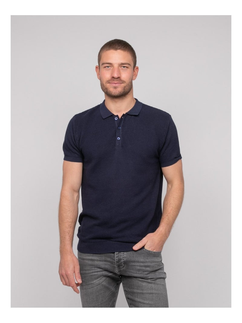 Polo manches courtes pur coton ARTAK Bleu marine - Kiabi