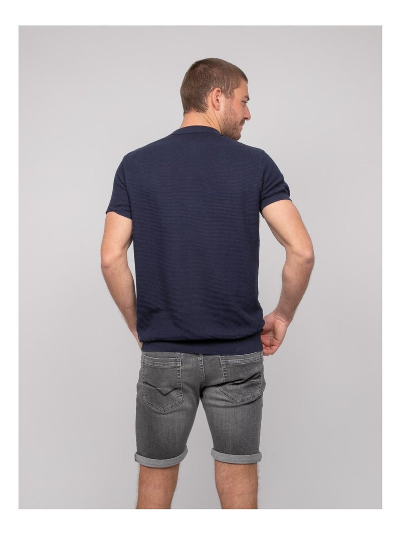 Polo manches courtes pur coton ARTAK Bleu marine - Kiabi