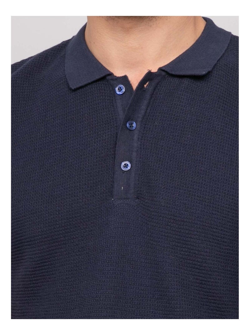 Polo manches courtes pur coton ARTAK Bleu marine - Kiabi