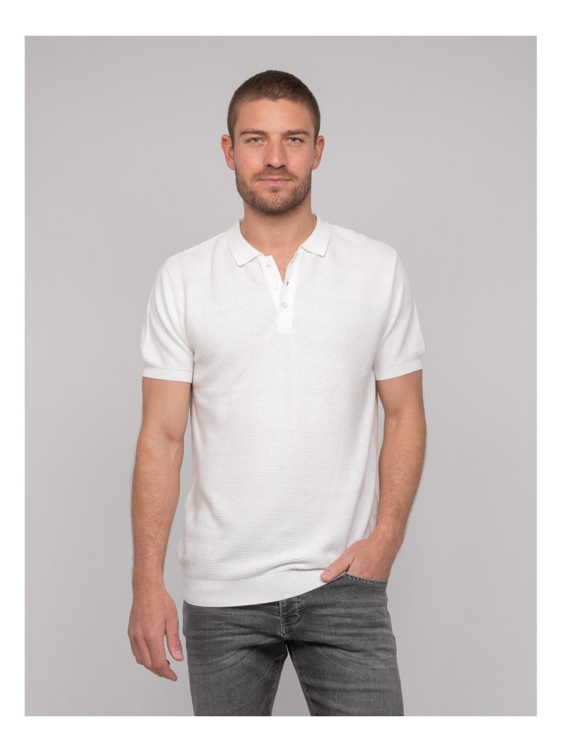 Polo manches courtes pur coton ARTAK Ecru - Kiabi