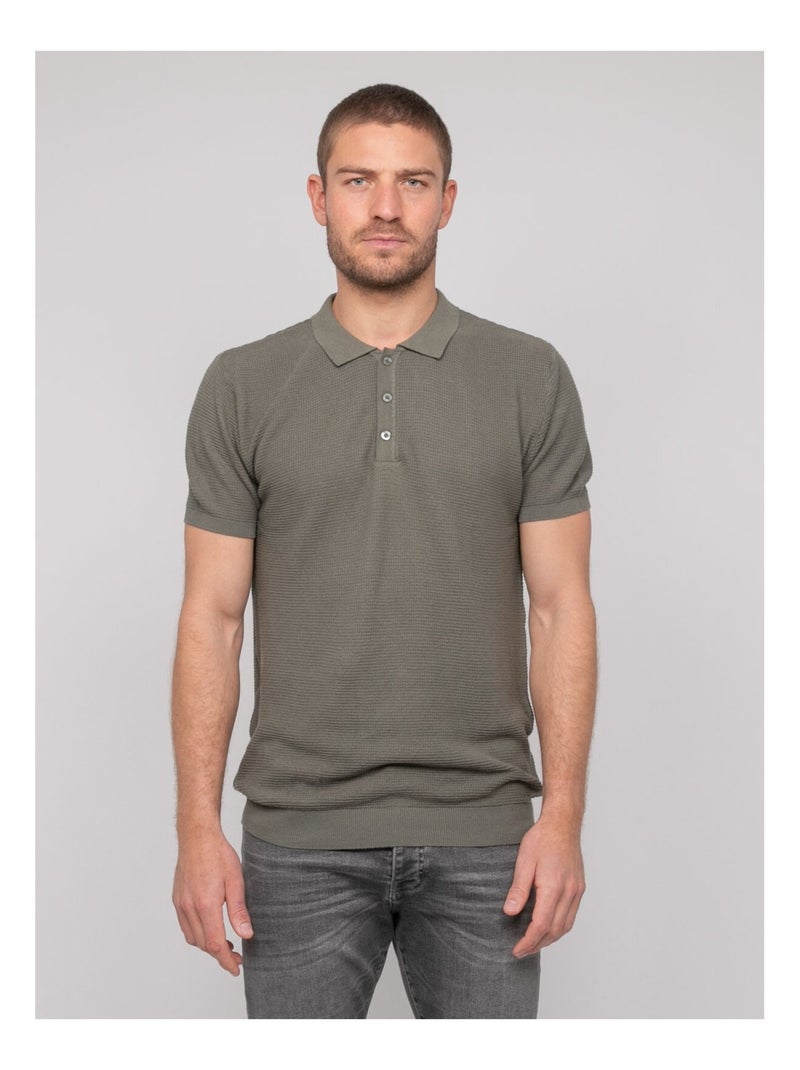 Polo manches courtes pur coton ARTAK Vert kaki clair - Kiabi