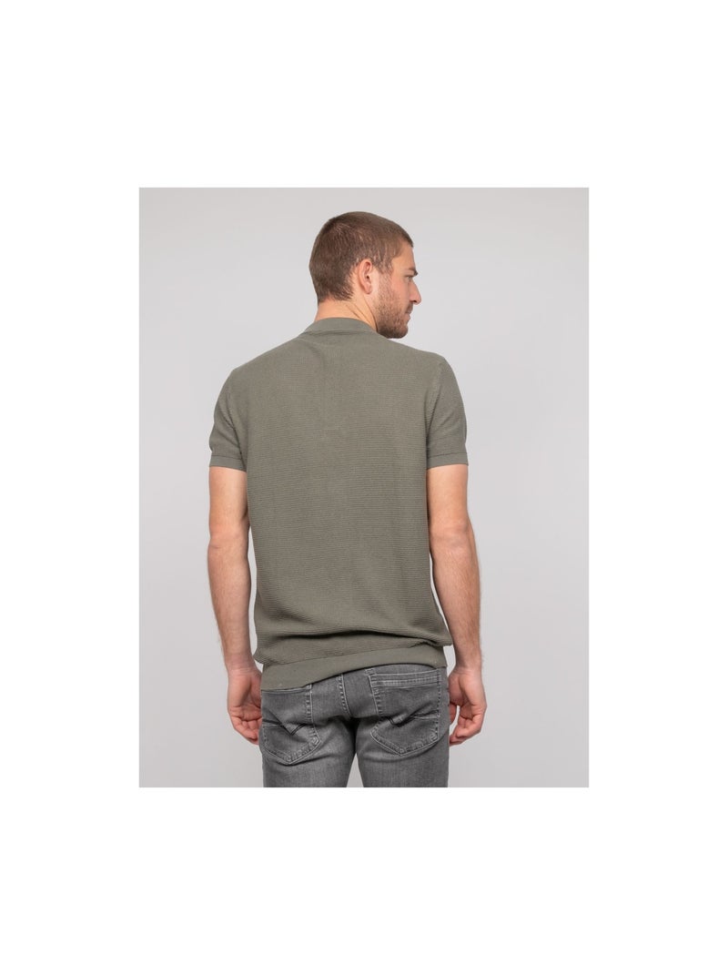Polo manches courtes pur coton ARTAK Vert kaki clair - Kiabi