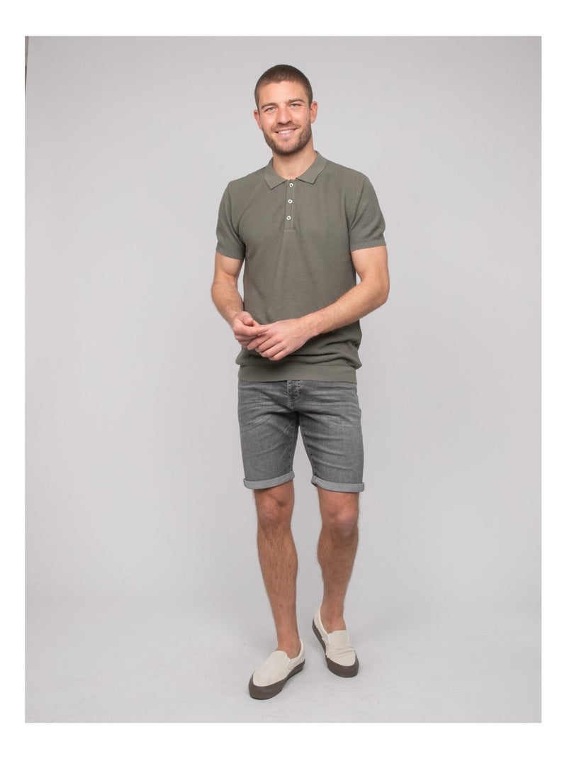 Polo manches courtes pur coton ARTAK Vert kaki clair - Kiabi