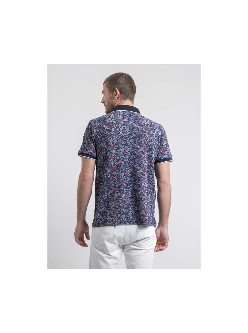 Polo manches courtes pur coton motifs PARUBOL Bleu marine - Kiabi