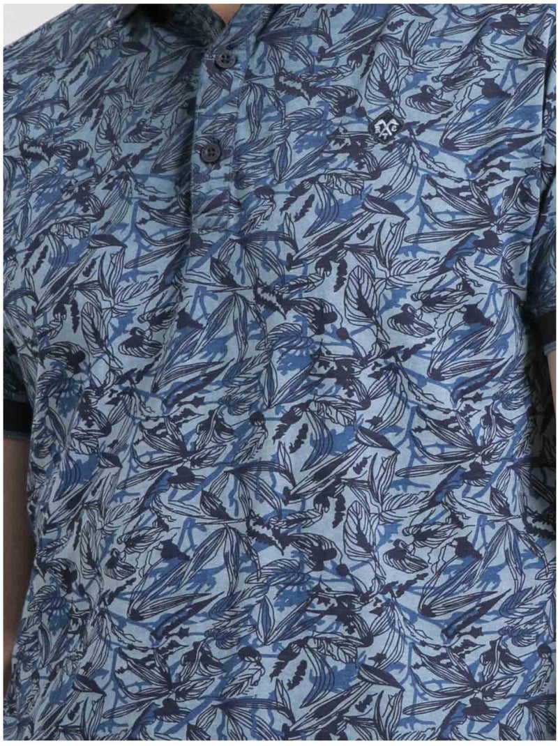 Polo manches courtes pur coton motifs PEPITONG Bleu marine - Kiabi