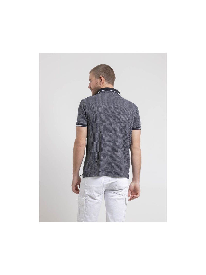 Polo manches courtes pur coton motifs PIGUMAX Bleu marine - Kiabi