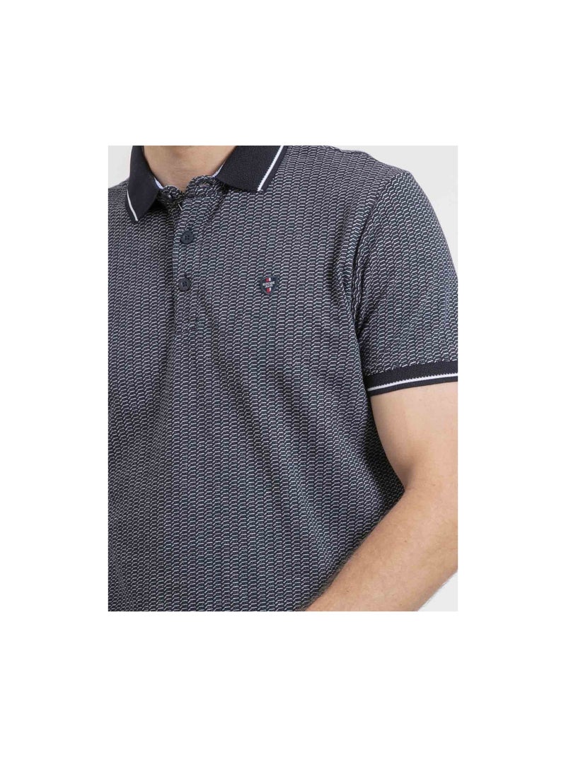 Polo manches courtes pur coton motifs PIGUMAX Bleu marine - Kiabi