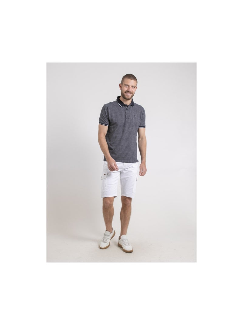 Polo manches courtes pur coton motifs PIGUMAX Bleu marine - Kiabi