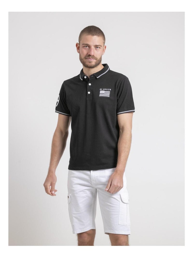 Polo manches courtes pur coton PAHDU Noir - Kiabi