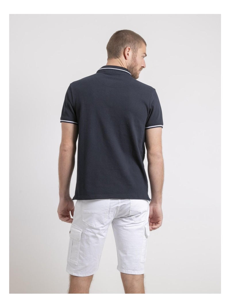 Polo manches courtes pur coton PEPILAN Bleu marine - Kiabi