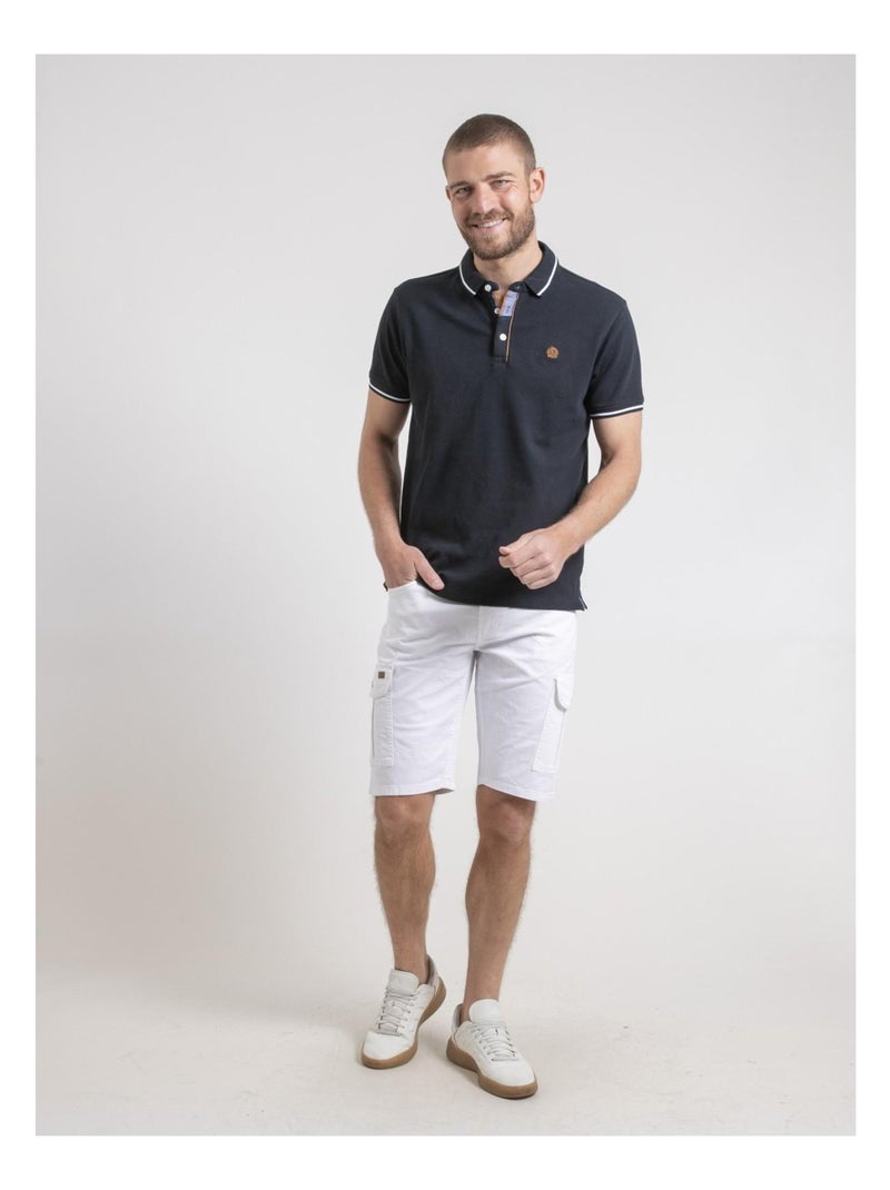Polo manches courtes pur coton PEPILAN Bleu marine - Kiabi