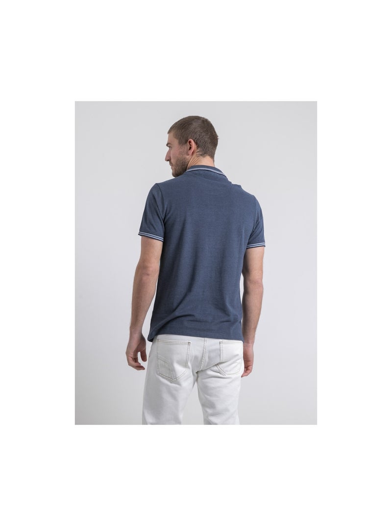 Polo manches courtes pur coton PIGUSTAVE Bleu marine - Kiabi