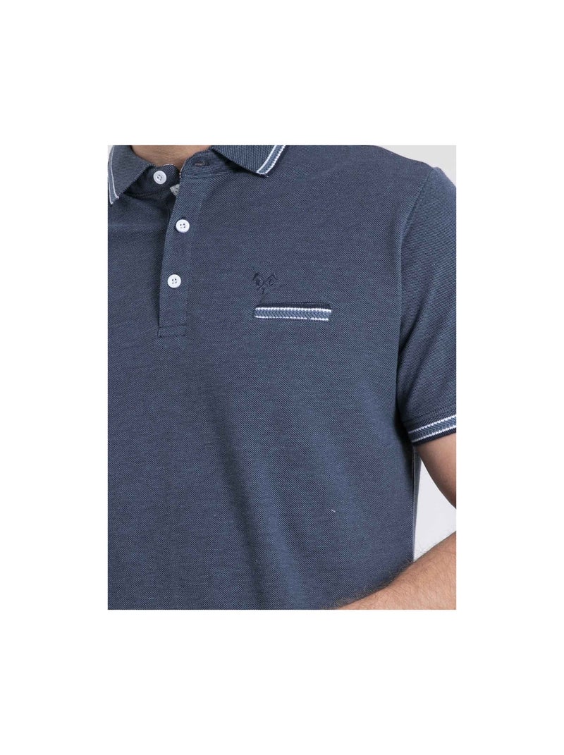 Polo manches courtes pur coton PIGUSTAVE Bleu marine - Kiabi