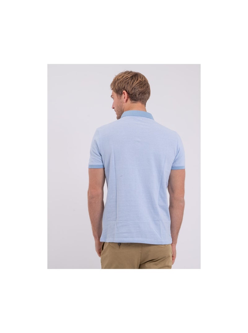Polo manches courtes pur coton PIKTO Bleu - Kiabi