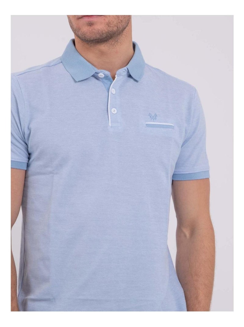 Polo manches courtes pur coton PIKTO Bleu - Kiabi