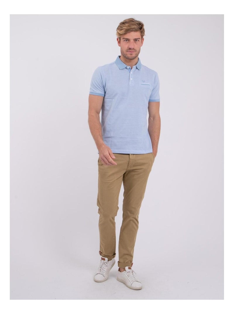 Polo manches courtes pur coton PIKTO Bleu - Kiabi