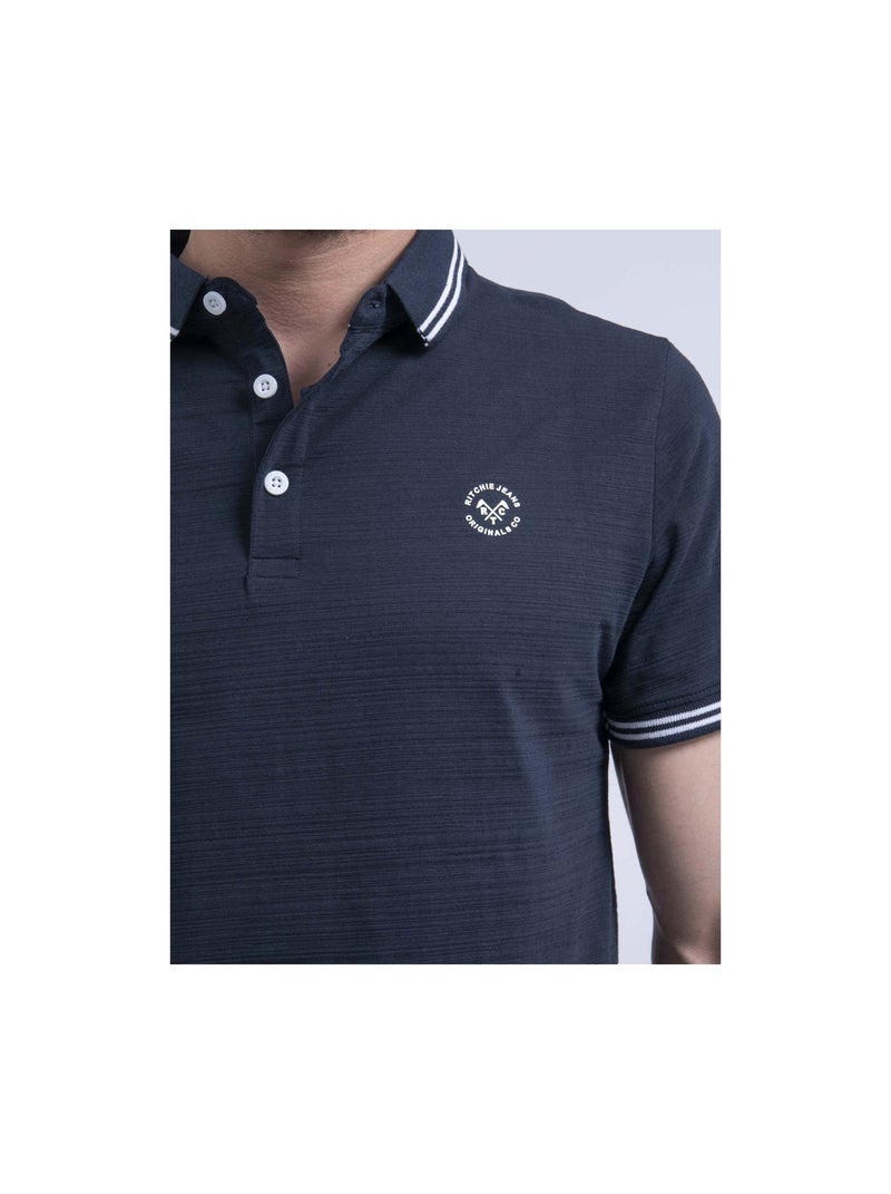 Polo manches courtes pur coton PILIAS Bleu marine - Kiabi