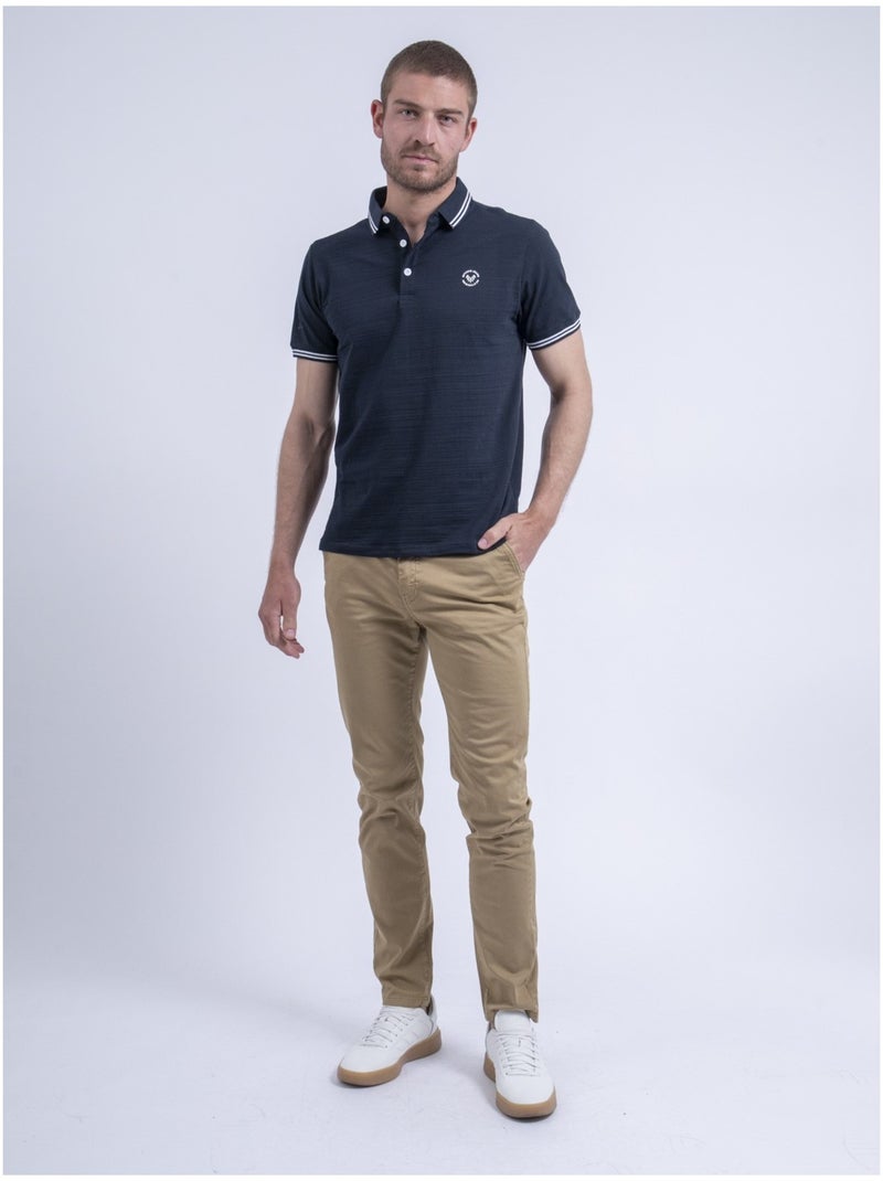Polo manches courtes pur coton PILIAS Bleu marine - Kiabi