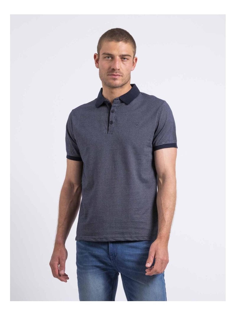 Polo manches courtes pur coton piqué PISALMA Bleu marine - Kiabi