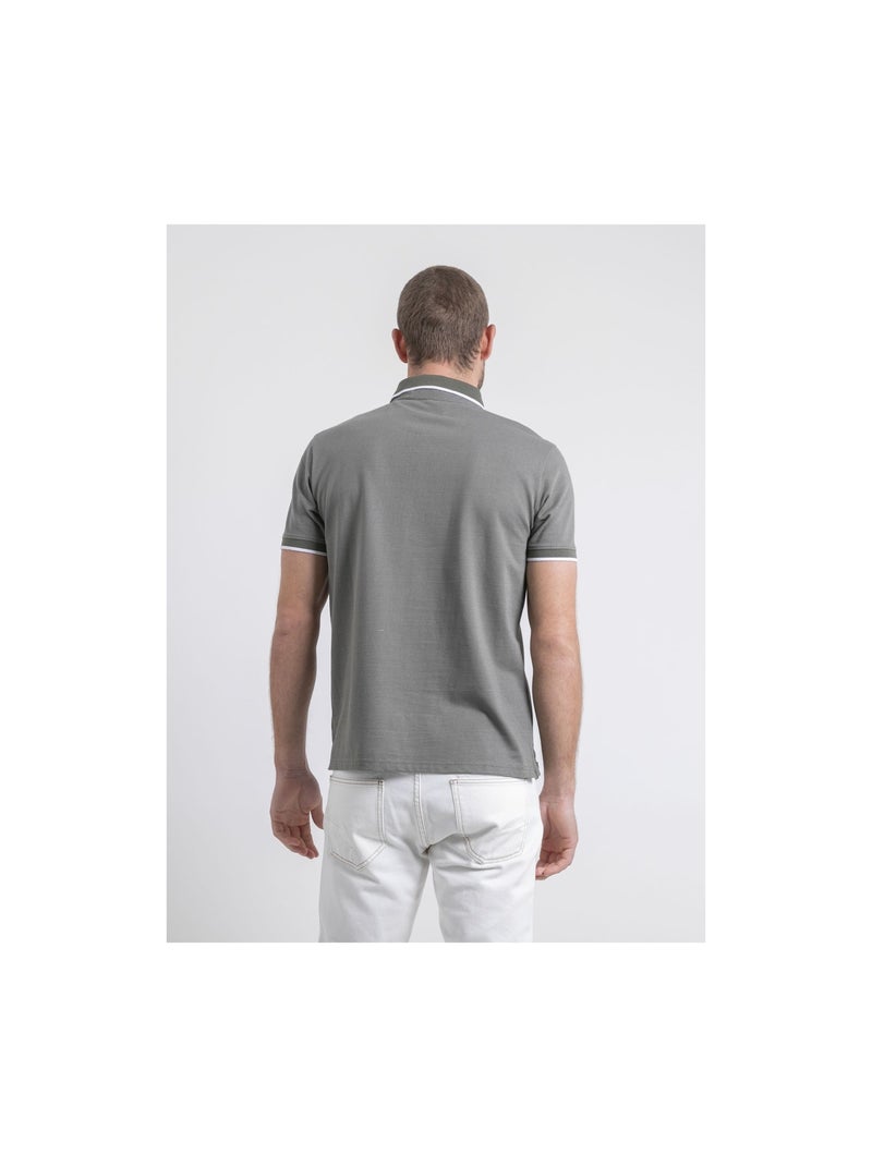 Polo manches courtes pur coton POULENI Kaki - Kiabi