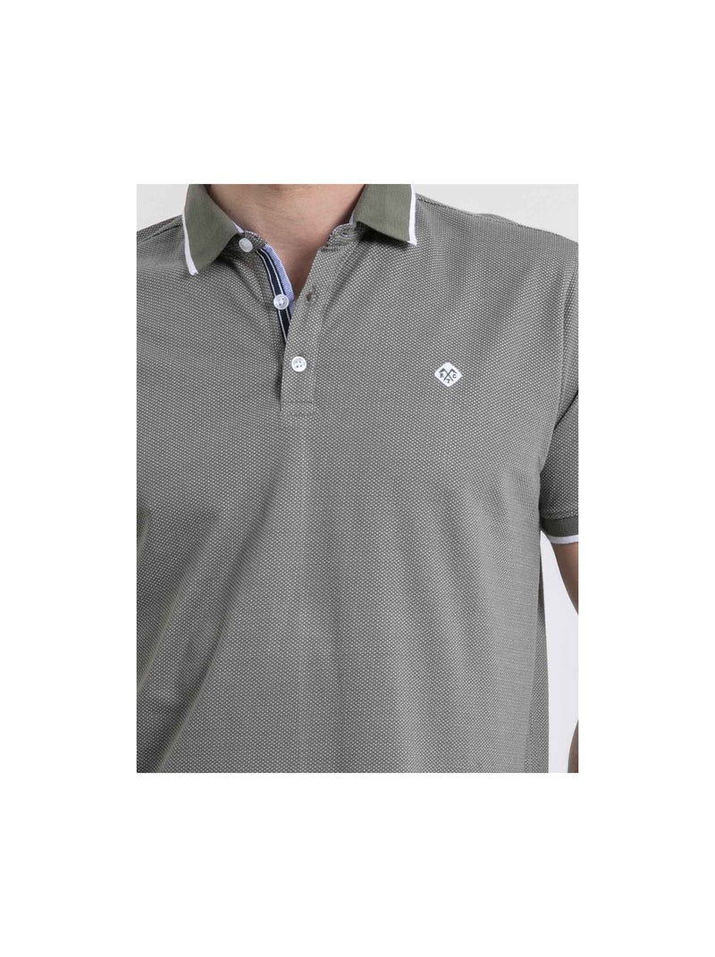 Polo manches courtes pur coton POULENI Kaki - Kiabi