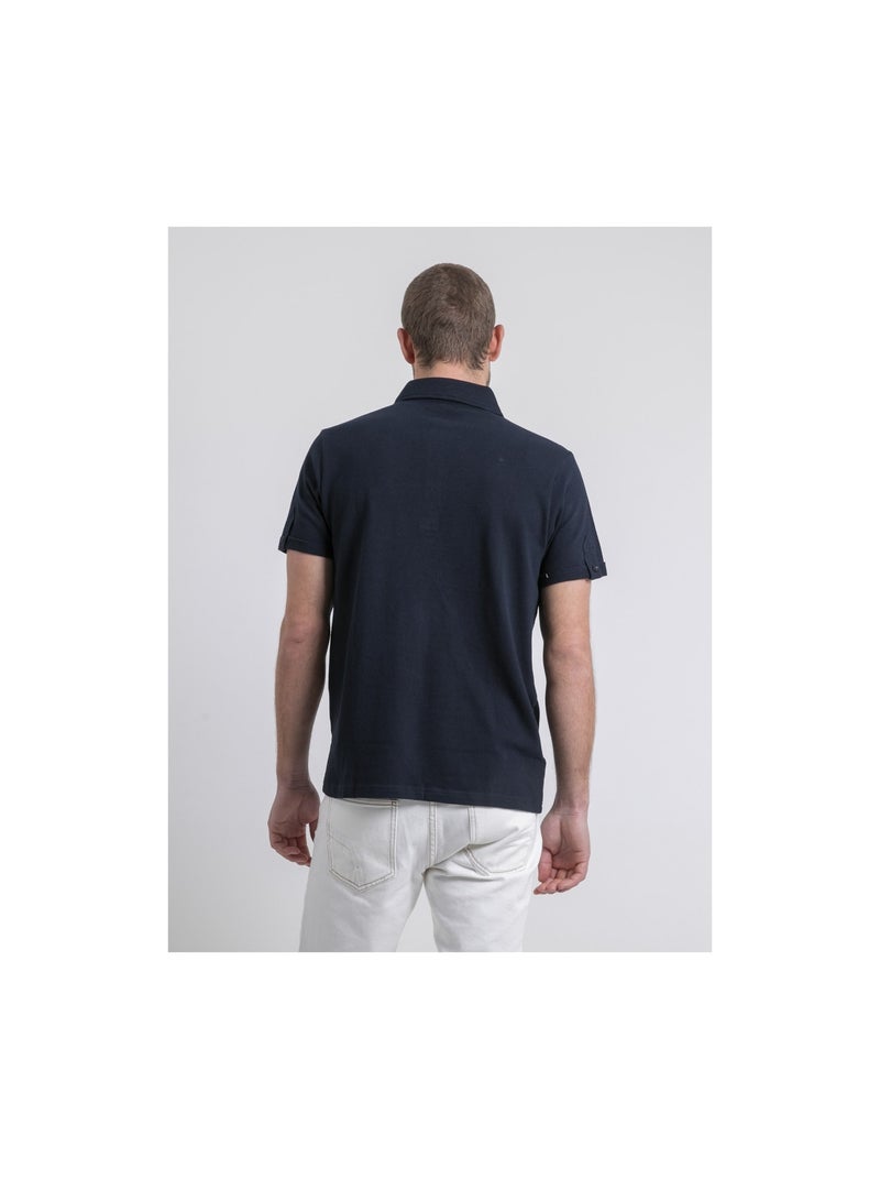 Polo manches courtes pur coton POULOAN Bleu marine - Kiabi