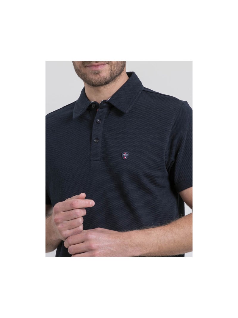 Polo manches courtes pur coton POULOAN Bleu marine - Kiabi