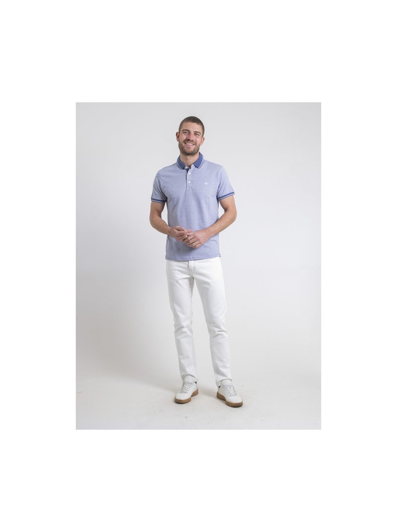 Polo manches courtes pur coton POULORIS Bleu - Kiabi