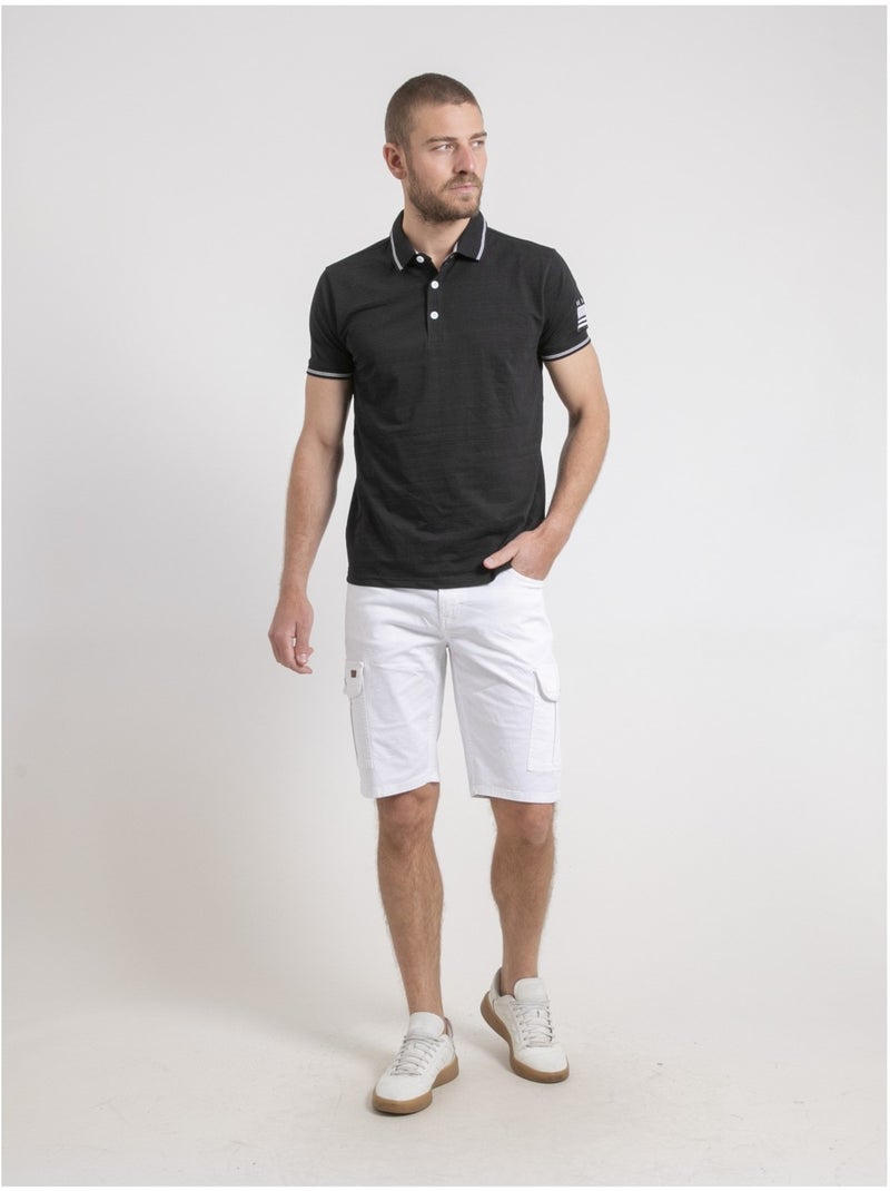 Polo manches courtes pur coton PWENN Noir - Kiabi