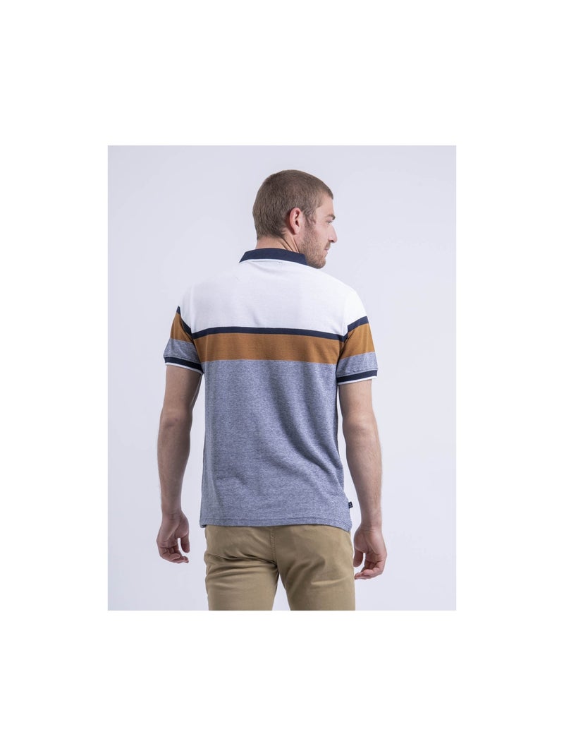 Polo manches courtes rayé PABENOL Blanc - Kiabi