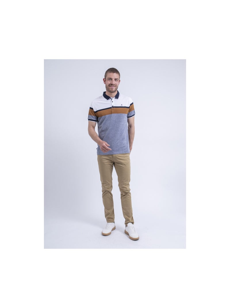 Polo manches courtes rayé PABENOL Blanc - Kiabi
