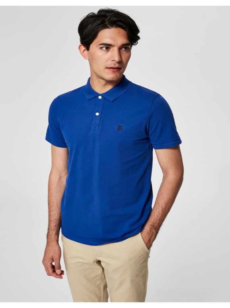 Polo manches courtes Selected Bleu - Kiabi