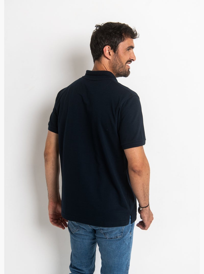 Polo manches courtes uni maille piquée - AFIBEL Bleu marine - Kiabi