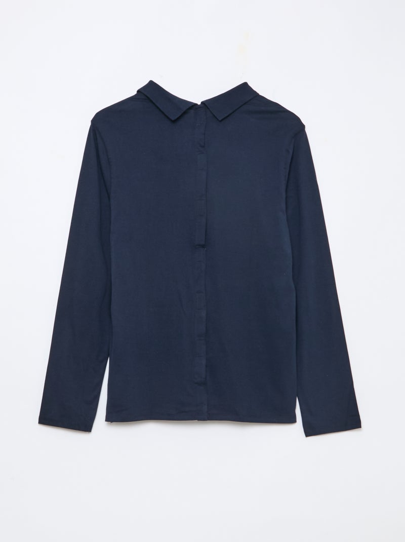 Polo manches longues - collection facile à enfiler Bleu - Kiabi