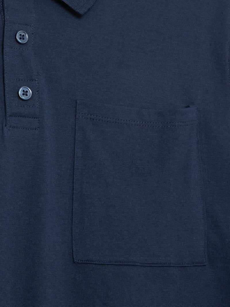 Polo manches longues - collection facile à enfiler Bleu - Kiabi