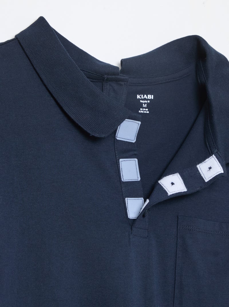 Polo manches longues - collection facile à enfiler Bleu - Kiabi