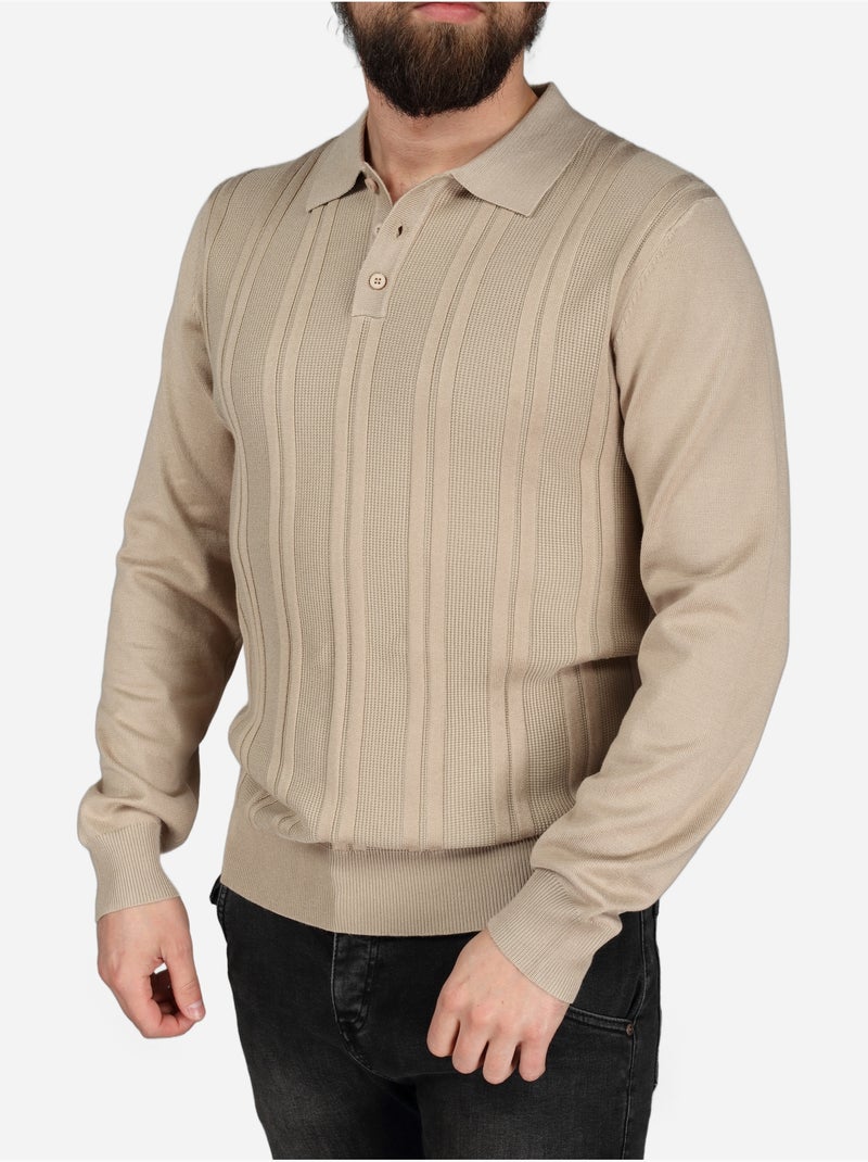 Polo manches longues - Frilivin Beige - Kiabi