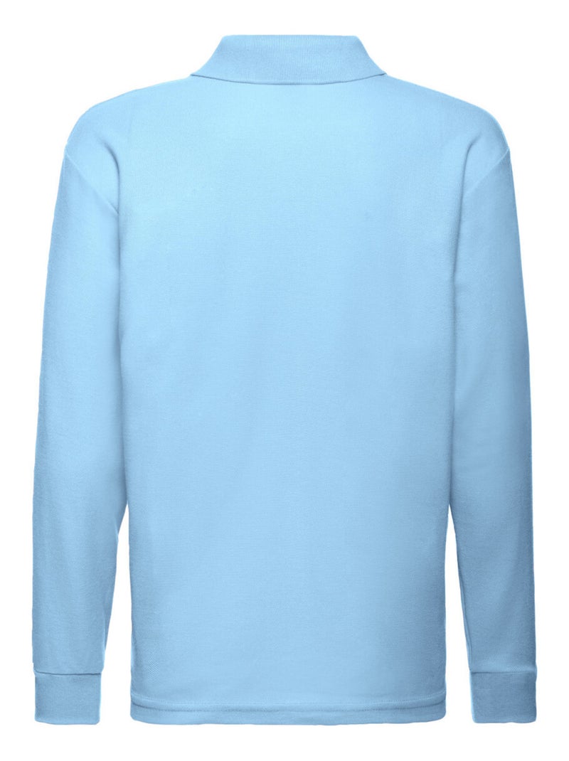 Polo manches longues - fruit of the loom Bleu ciel - Kiabi