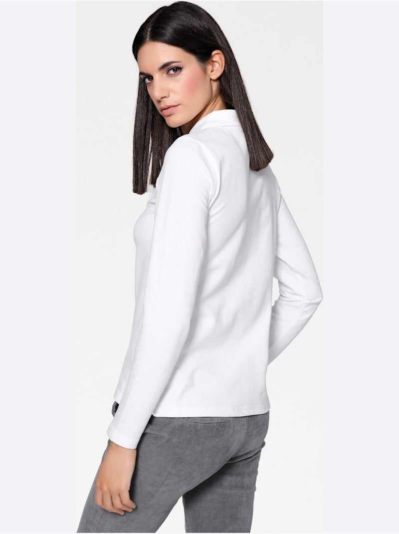 Polo Manches Longues - Taille Standard - helline Blanc - Kiabi