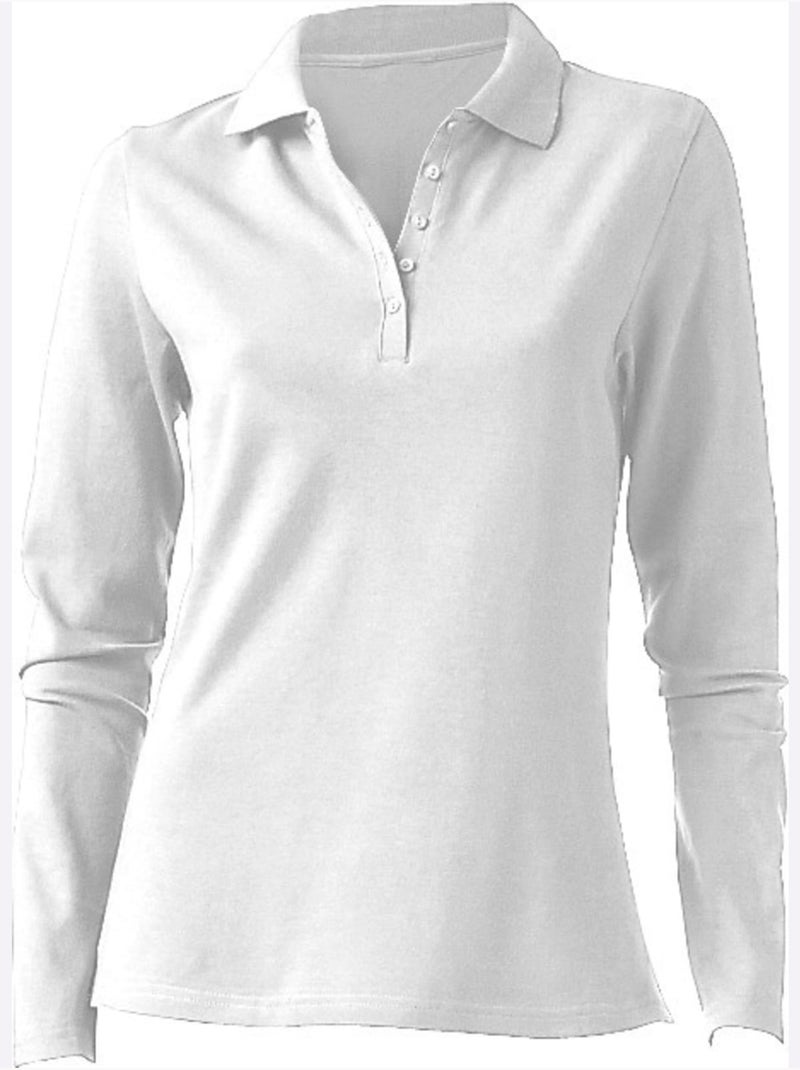Polo Manches Longues - Taille Standard - helline Blanc - Kiabi