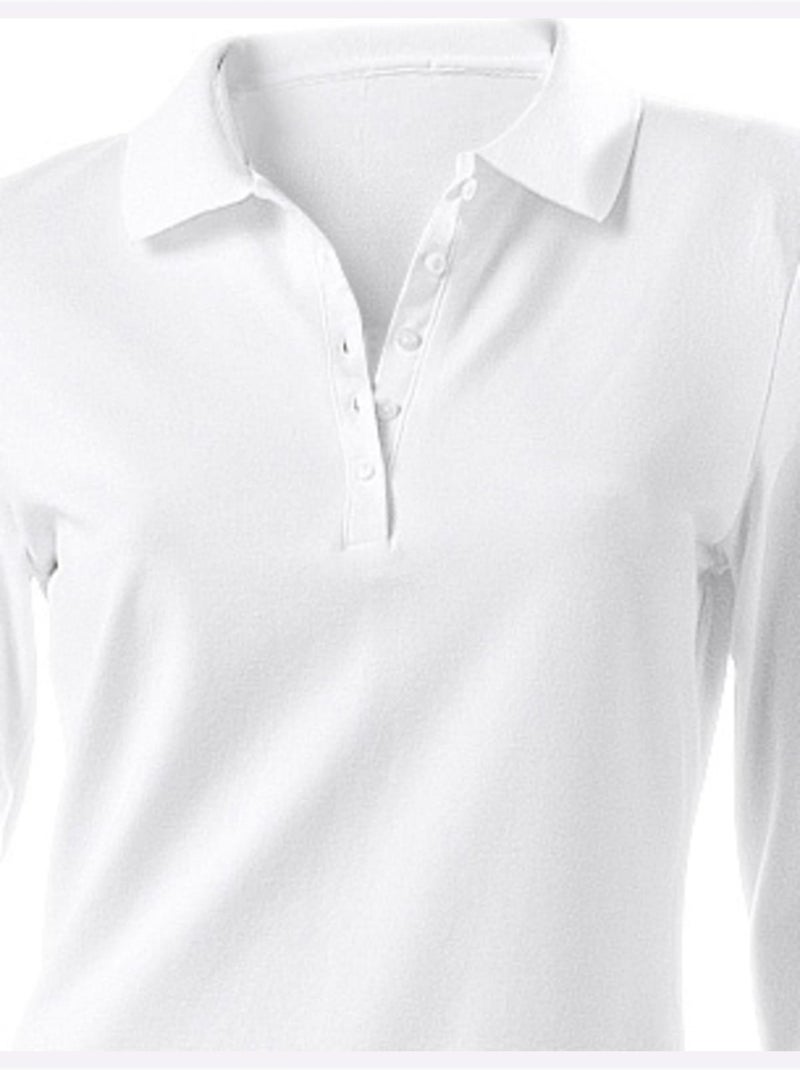 Polo Manches Longues - Taille Standard - helline Blanc - Kiabi