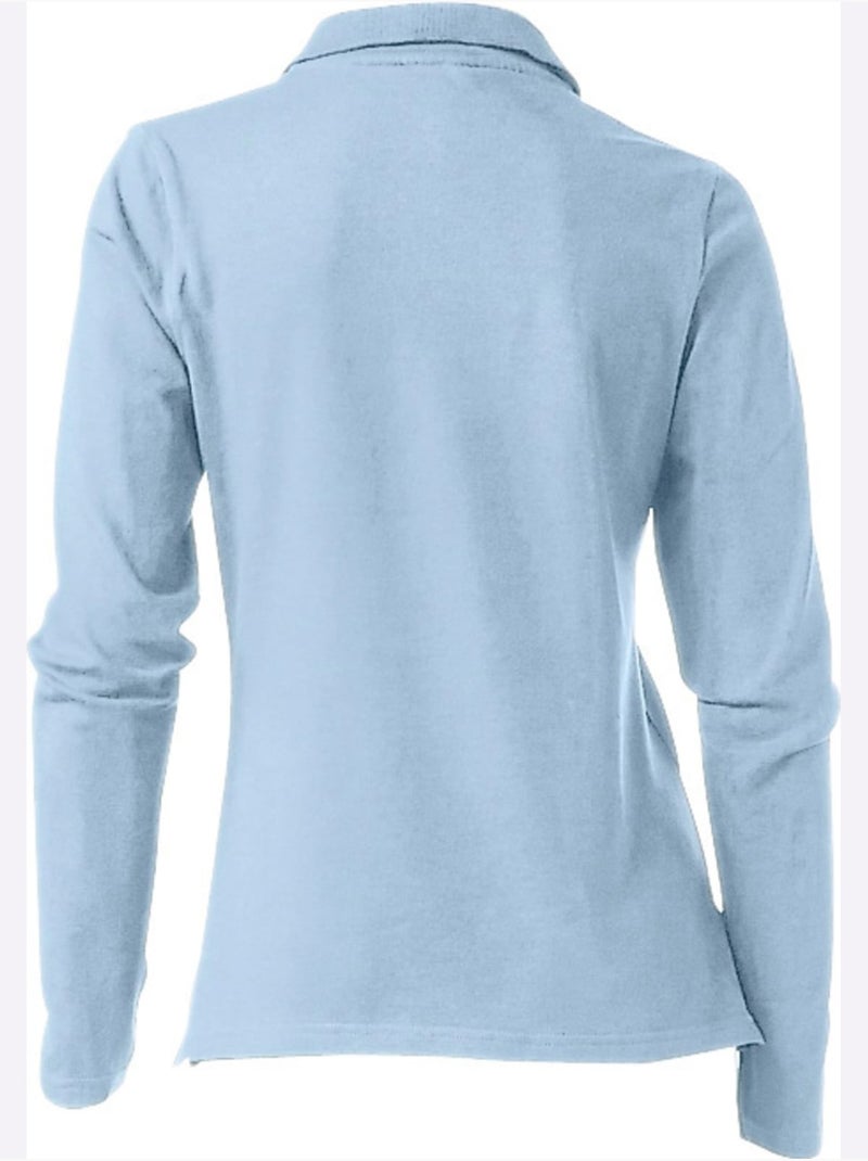 Polo Manches Longues - Taille Standard - Helline Bleu - Kiabi