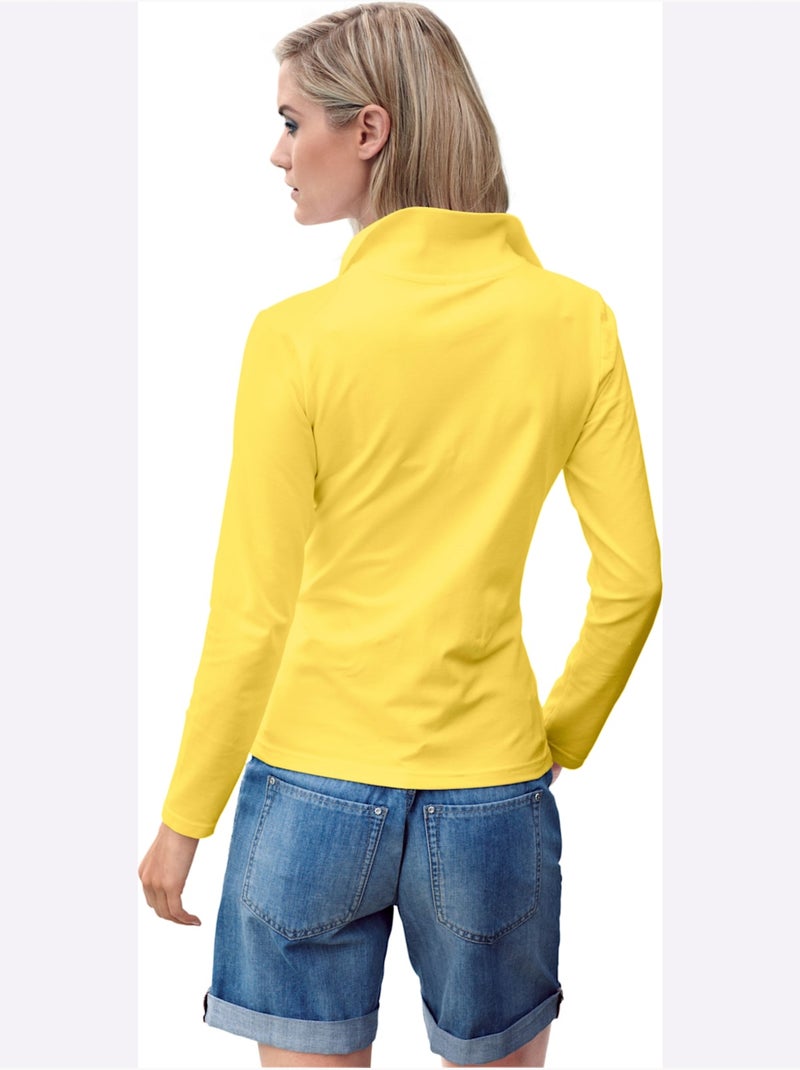 Polo Manches Longues - Taille Standard - Helline Jaune - Kiabi